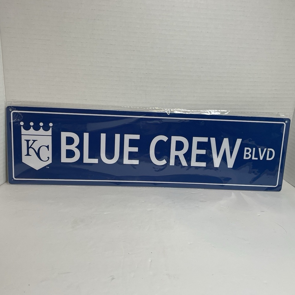 Kansas City Royals Blue Crew Blvd Plastic Sign MLB Baseball 18 Inches x 5 inches